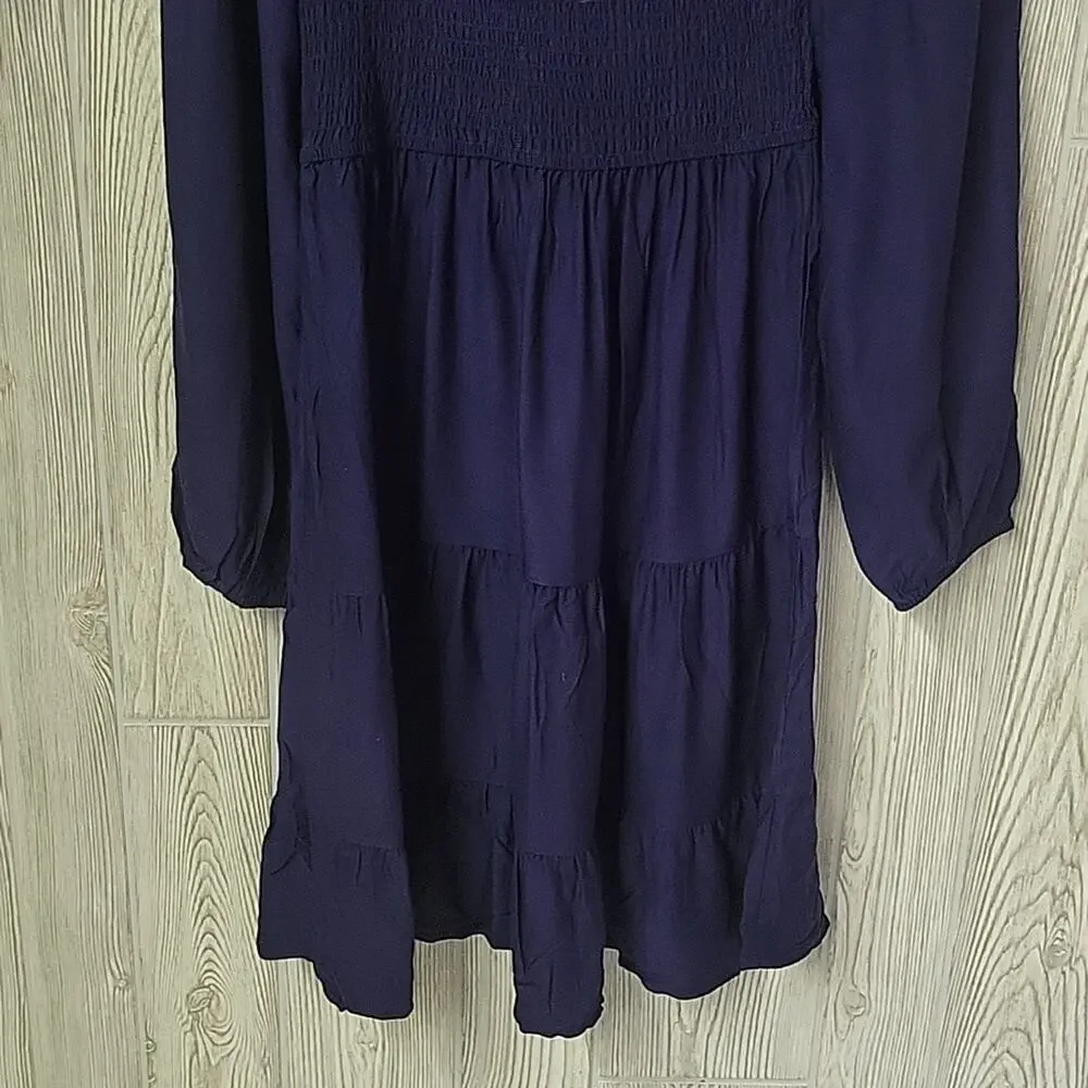 Zesica Navy Blue Long Sleeve Ruched Bodice Dress Womens Size Small NWT - Picture 8 of 12